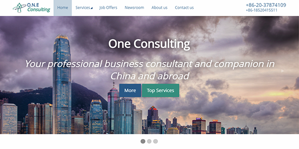Archived O.N.E Consulting business website screenshot.